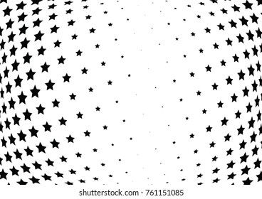 Abstract halftone wave dotted background. Futuristic twisted grunge pattern, star.  Vector modern optical pop art texture for posters, postcard, grunge cover, labels, vintage sticker mock-up layout