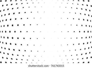 Abstract halftone wave dotted background. Futuristic twisted grunge pattern, star.  Vector modern optical pop art texture for posters, postcard, grunge cover, labels, vintage sticker mock-up layout