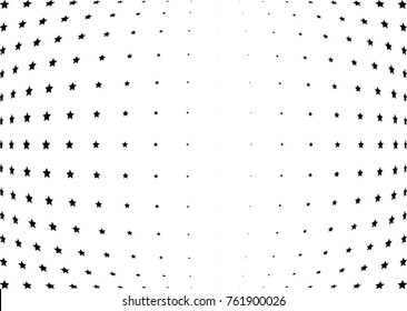 Abstract halftone wave dotted background. Futuristic twisted grunge pattern, star.  Vector modern optical pop art texture for posters, postcard, grunge cover, labels, vintage sticker mock-up layout