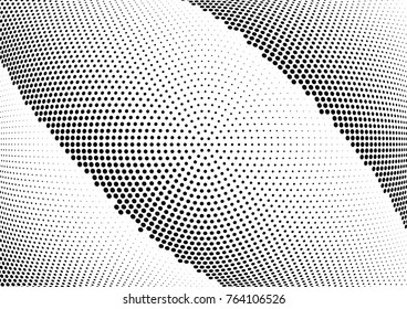 Abstract halftone wave dotted background. Futuristic twisted grunge pattern, dot, circles.  Vector modern optical pop art texture for posters, business cards, cover, labels mock-up, stickers layout