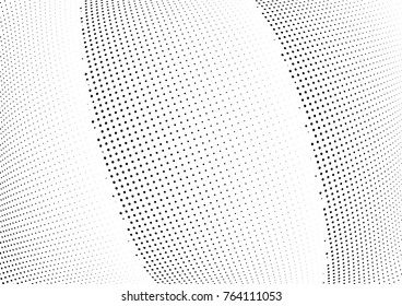 Abstract halftone wave dotted background. Futuristic twisted grunge pattern, dot, circles.  Vector modern optical pop art texture for posters, business cards, cover, labels mock-up, stickers layout