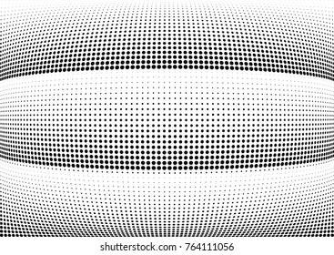 Abstract halftone wave dotted background. Futuristic twisted grunge pattern, dot, circles.  Vector modern optical pop art texture for posters, business cards, cover, labels mock-up, stickers layout