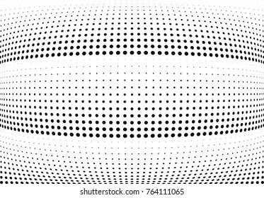Abstract halftone wave dotted background. Futuristic twisted grunge pattern, dot, circles.  Vector modern optical pop art texture for posters, business cards, cover, labels mock-up, stickers layout
