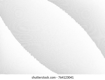 Abstract halftone wave dotted background. Futuristic twisted grunge pattern, dot, circles.  Vector modern optical pop art texture for posters, business cards, cover, labels mock-up, stickers layout