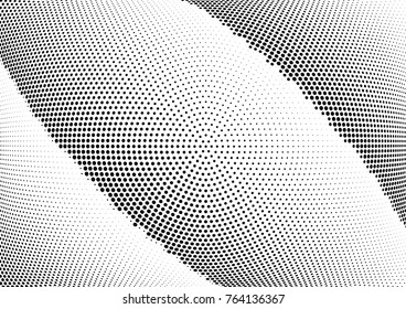 Abstract halftone wave dotted background. Futuristic twisted grunge pattern, dot, circles.  Vector modern optical pop art texture for posters, business cards, cover, labels mock-up, stickers layout