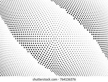 Abstract halftone wave dotted background. Futuristic twisted grunge pattern, dot, circles.  Vector modern optical pop art texture for posters, business cards, cover, labels mock-up, stickers layout