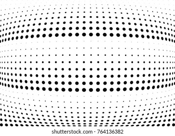 Abstract halftone wave dotted background. Futuristic twisted grunge pattern, dot, circles.  Vector modern optical pop art texture for posters, business cards, cover, labels mock-up, stickers layout