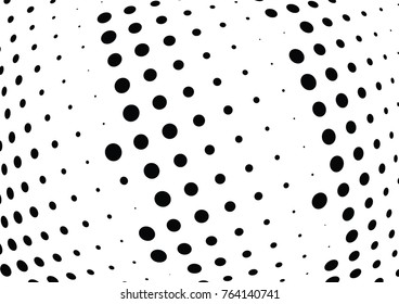 Abstract halftone wave dotted background. Futuristic twisted grunge pattern, dot, circles.  Vector modern optical pop art texture for posters, business cards, cover, labels mock-up, stickers layout