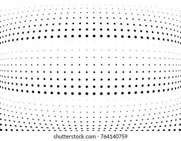 Abstract halftone wave dotted background. Futuristic twisted grunge pattern, dot, circles.  Vector modern optical pop art texture for posters, business cards, cover, labels mock-up, stickers layout