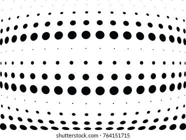 Abstract halftone wave dotted background. Futuristic twisted grunge pattern, dot, circles.  Vector modern optical pop art texture for posters, business cards, cover, labels mock-up, stickers layout