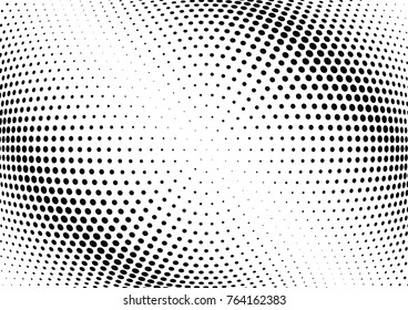 Abstract halftone wave dotted background. Futuristic twisted grunge pattern, dot, circles.  Vector modern optical pop art texture for posters, business cards, cover, labels mock-up, stickers layout