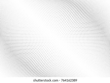 Abstract halftone wave dotted background. Futuristic twisted grunge pattern, dot, circles.  Vector modern optical pop art texture for posters, business cards, cover, labels mock-up, stickers layout