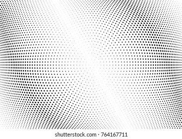 Abstract halftone wave dotted background. Futuristic twisted grunge pattern, dot, circles.  Vector modern optical pop art texture for posters, business cards, cover, labels mock-up, stickers layout
