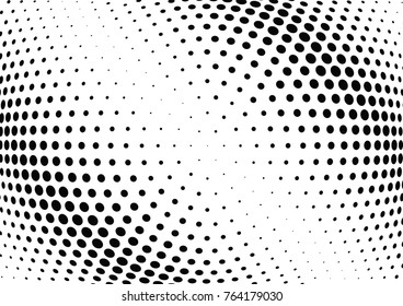 Abstract halftone wave dotted background. Futuristic twisted grunge pattern, dot, circles.  Vector modern optical pop art texture for posters, business cards, cover, labels mock-up, stickers layout