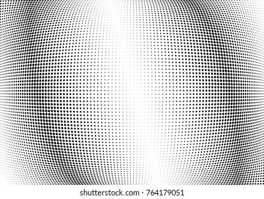 Abstract halftone wave dotted background. Futuristic twisted grunge pattern, dot, circles.  Vector modern optical pop art texture for posters, business cards, cover, labels mock-up, stickers layout