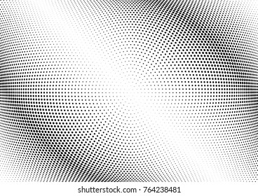 Abstract halftone wave dotted background. Futuristic twisted grunge pattern, dot, circles.  Vector modern optical pop art texture for posters, business cards, cover, labels mock-up, stickers layout