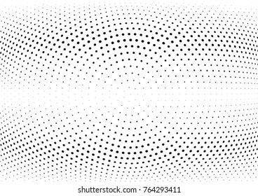 Abstract halftone wave dotted background. Futuristic twisted grunge pattern, dot, circles.  Vector modern optical pop art texture for posters, business cards, cover, labels mock-up, stickers layout