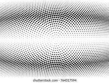 Abstract halftone wave dotted background. Futuristic twisted grunge pattern, dot, circles.  Vector modern optical pop art texture for posters, business cards, cover, labels mock-up, stickers layout