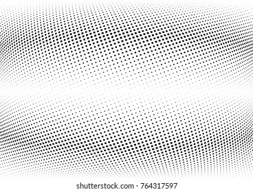 Abstract halftone wave dotted background. Futuristic twisted grunge pattern, dot, circles.  Vector modern optical pop art texture for posters, business cards, cover, labels mock-up, stickers layout