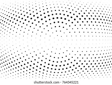 Abstract halftone wave dotted background. Futuristic twisted grunge pattern, dot, circles.  Vector modern optical pop art texture for posters, business cards, cover, labels mock-up, stickers layout