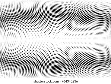 Abstract halftone wave dotted background. Futuristic twisted grunge pattern, dot, circles.  Vector modern optical pop art texture for posters, business cards, cover, labels mock-up, stickers layout