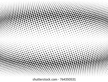 Abstract halftone wave dotted background. Futuristic twisted grunge pattern, dot, circles.  Vector modern optical pop art texture for posters, business cards, cover, labels mock-up, stickers layout