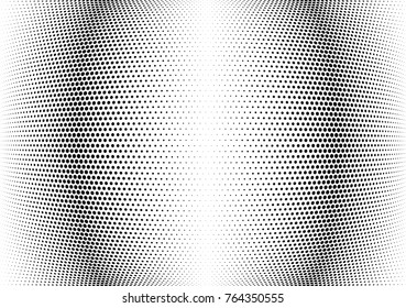 Abstract halftone wave dotted background. Futuristic twisted grunge pattern, dot, circles.  Vector modern optical pop art texture for posters, business cards, cover, labels mock-up, stickers layout