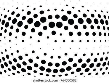 Abstract halftone wave dotted background. Futuristic twisted grunge pattern, dot, circles.  Vector modern optical pop art texture for posters, business cards, cover, labels mock-up, stickers layout