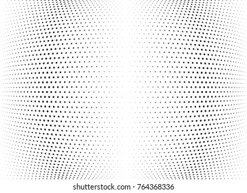 Abstract halftone wave dotted background. Futuristic twisted grunge pattern, dot, circles.  Vector modern optical pop art texture for posters, business cards, cover, labels mock-up, stickers layout