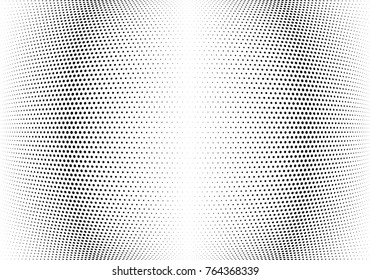 Abstract halftone wave dotted background. Futuristic twisted grunge pattern, dot, circles.  Vector modern optical pop art texture for posters, business cards, cover, labels mock-up, stickers layout