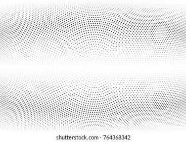 Abstract halftone wave dotted background. Futuristic twisted grunge pattern, dot, circles.  Vector modern optical pop art texture for posters, business cards, cover, labels mock-up, stickers layout