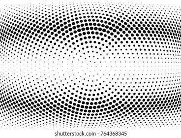 Abstract halftone wave dotted background. Futuristic twisted grunge pattern, dot, circles.  Vector modern optical pop art texture for posters, business cards, cover, labels mock-up, stickers layout