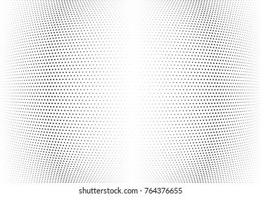 Abstract halftone wave dotted background. Futuristic twisted grunge pattern, dot, circles.  Vector modern optical pop art texture for posters, business cards, cover, labels mock-up, stickers layout