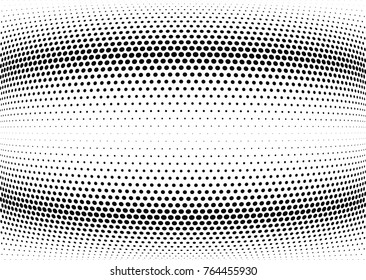 Abstract halftone wave dotted background. Futuristic twisted grunge pattern, dot, circles.  Vector modern optical pop art texture for posters, business cards, cover, labels mock-up, stickers layout