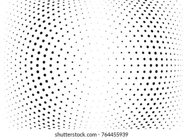 Abstract halftone wave dotted background. Futuristic twisted grunge pattern, dot, circles.  Vector modern optical pop art texture for posters, business cards, cover, labels mock-up, stickers layout