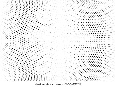 Abstract halftone wave dotted background. Futuristic twisted grunge pattern, dot, circles.  Vector modern optical pop art texture for posters, business cards, cover, labels mock-up, stickers layout