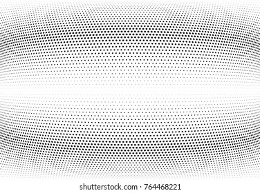 Abstract halftone wave dotted background. Futuristic twisted grunge pattern, dot, circles.  Vector modern optical pop art texture for posters, business cards, cover, labels mock-up, stickers layout