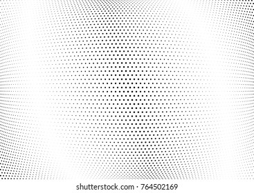 Abstract halftone wave dotted background. Futuristic twisted grunge pattern, dot, circles.  Vector modern optical pop art texture for posters, business cards, cover, labels mock-up, stickers layout