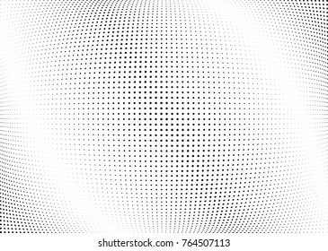 Abstract halftone wave dotted background. Futuristic twisted grunge pattern, dot, circles.  Vector modern optical pop art texture for posters, business cards, cover, labels mock-up, stickers layout