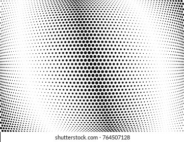 Abstract halftone wave dotted background. Futuristic twisted grunge pattern, dot, circles.  Vector modern optical pop art texture for posters, business cards, cover, labels mock-up, stickers layout