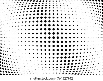 Abstract halftone wave dotted background. Futuristic twisted grunge pattern, dot, circles.  Vector modern optical pop art texture for posters, business cards, cover, labels mock-up, stickers layout