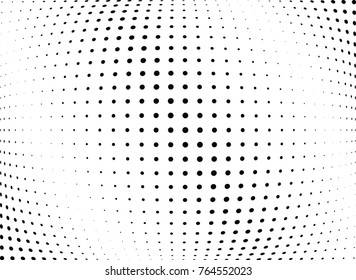 Abstract halftone wave dotted background. Futuristic twisted grunge pattern, dot, circles.  Vector modern optical pop art texture for posters, business cards, cover, labels mock-up, stickers layout