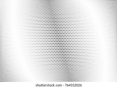 Abstract halftone wave dotted background. Futuristic twisted grunge pattern, dot, circles.  Vector modern optical pop art texture for posters, business cards, cover, labels mock-up, stickers layout