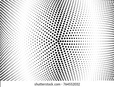 Abstract halftone wave dotted background. Futuristic twisted grunge pattern, dot, circles.  Vector modern optical pop art texture for posters, business cards, cover, labels mock-up, stickers layout
