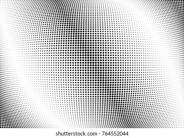 Abstract halftone wave dotted background. Futuristic twisted grunge pattern, dot, circles.  Vector modern optical pop art texture for posters, business cards, cover, labels mock-up, stickers layout