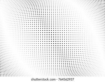 Abstract halftone wave dotted background. Futuristic twisted grunge pattern, dot, circles.  Vector modern optical pop art texture for posters, business cards, cover, labels mock-up, stickers layout