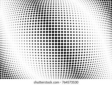 Abstract halftone wave dotted background. Futuristic twisted grunge pattern, dot, circles.  Vector modern optical pop art texture for posters, business cards, cover, labels mock-up, stickers layout