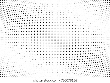 Abstract halftone wave dotted background. Futuristic twisted grunge pattern, dot, circles.  Vector modern optical pop art texture for posters, business cards, cover, labels mock-up, stickers layout