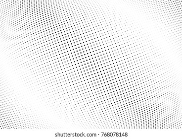 Abstract halftone wave dotted background. Futuristic twisted grunge pattern, dot, circles.  Vector modern optical pop art texture for posters, business cards, cover, labels mock-up, stickers layout