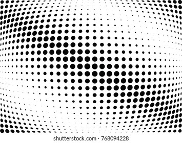 Abstract halftone wave dotted background. Futuristic twisted grunge pattern, dot, circles.  Vector modern optical pop art texture for posters, business cards, cover, labels mock-up, stickers layout